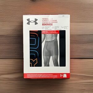 Under Armour 3 Pack 6" Boxerjock Boxer Briefs Black Green Blue Size Large